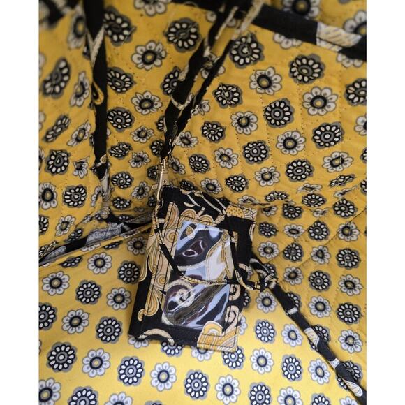 Vera Bradley X Large Tote Bag & Snap Card/ID Wallet Yellow Bird Black/Yellow - Picture 13 of 14